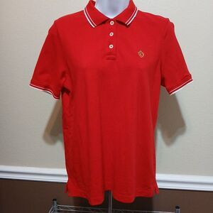 Lauren Ralph Lauren Petite Womens Red PS Golf Polo Shirt Contrast Color Collar